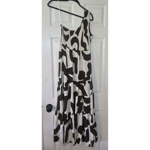Abel The Label Maxi Dress Smocked One Sleeve Size Large Nwt